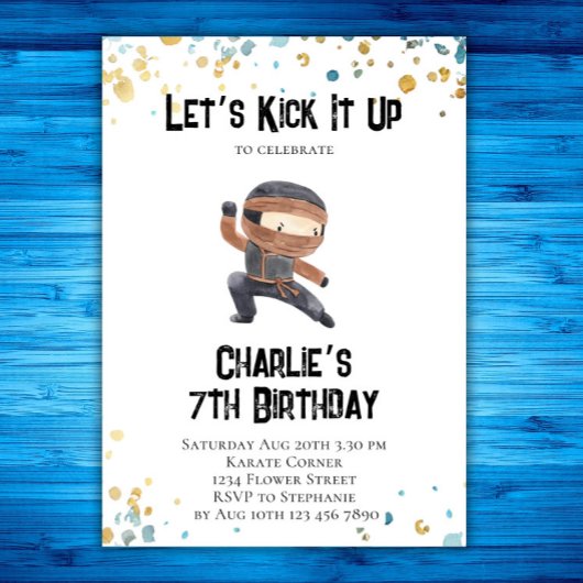 Ninja-verjaardagsuitnodiging - Ninja-feestje Kaart