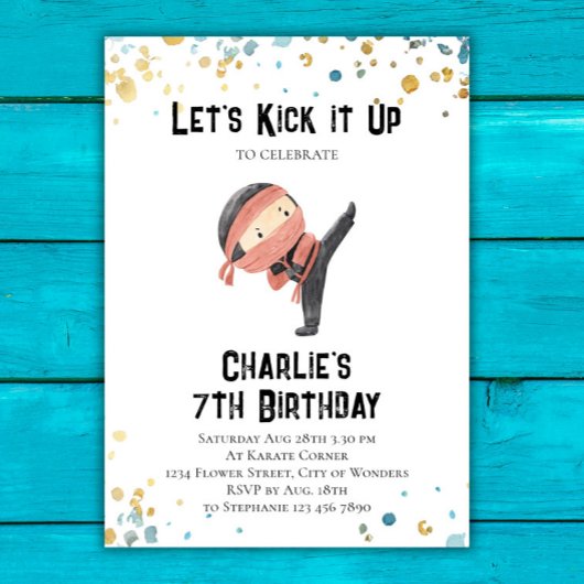 Ninja verjaardagsuitnodiging - Ninja Party Kaart