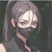 Ninja vrouw met masker sticker (Voorkant)