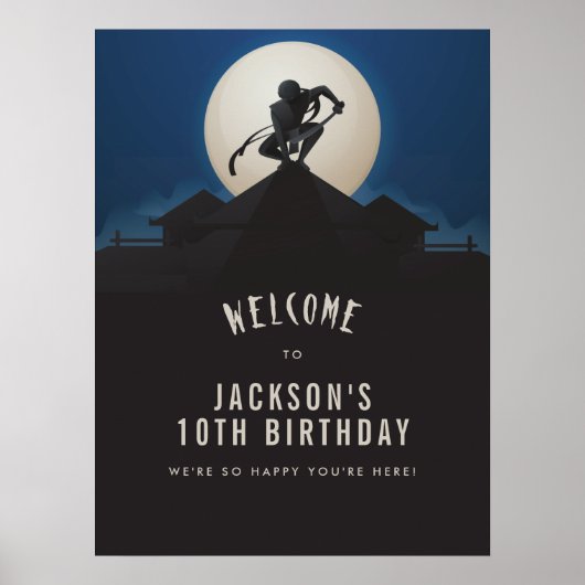 Ninja Warrior Boy Verjaardagsfeestje Welkom Poster (Voorkant)