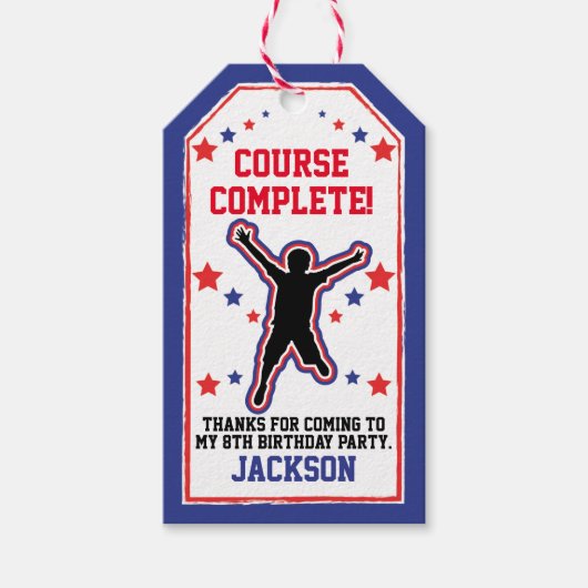 Ninja Warrior Boys Birthday Party Course Complete Cadeaulabel (Voorkant)