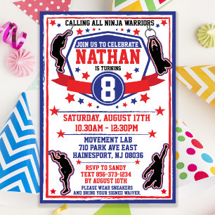 Ninja Warrior Boys Birthday Party Invitation Kaart
