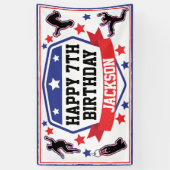 Ninja Warrior Boys Verjaardagsfeestje Blauw & Rood Spandoek (Verticaal)