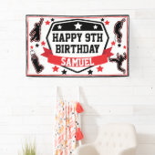 Ninja Warrior Boys Verjaardagsfeestje Zwart & Rood Spandoek (Insitu)