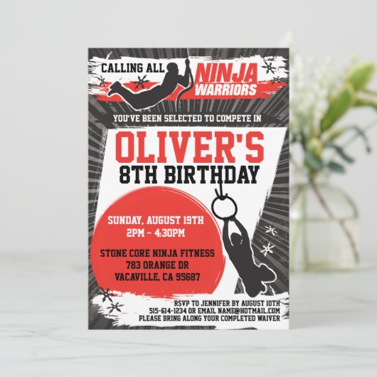 Ninja Warrior Karate Kind Birthday Party Kaart (Staand voorkant)