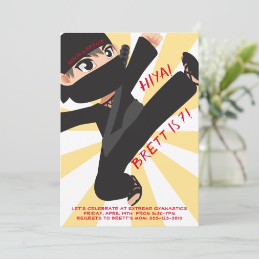 Ninja Warrior Karate Martial Arts Invitation Kaart (Staand voorkant)
