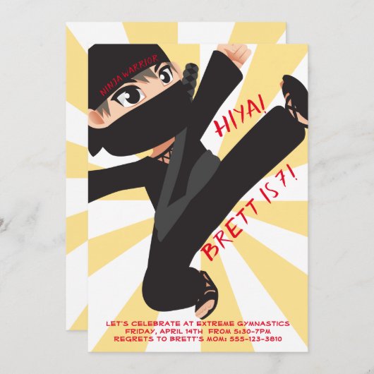 Ninja Warrior Karate Martial Arts Invitation Kaart (Voorkant / Achterkant)