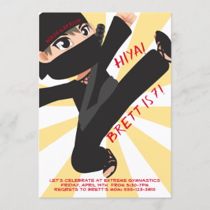 Ninja Warrior Karate Martial Arts Invitation Kaart