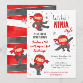 Ninja Warrior Karate Uitnodigingen voor verjaardag (Voorkant / Achterkant)