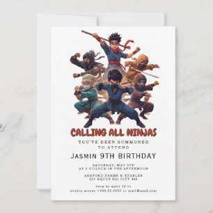 Ninja Warrior Kids Birthday Party Kaart