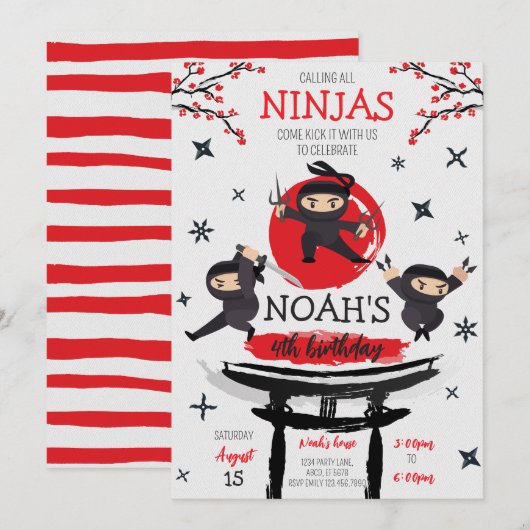 Ninja Warrior Martial Arts Verjaardag Kaart (Voorkant / Achterkant)