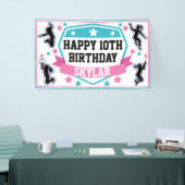 Ninja Warrior Meisjes Verjaardagsfeestje Roze & Bl Spandoek (Beurs)