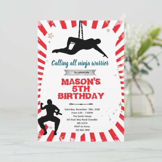 Ninja warrior party Invitation (Debout devant)