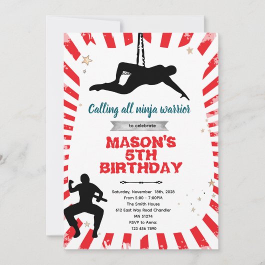 Ninja warrior party Invitation Kaart (Voorkant)