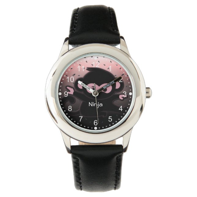 Ninja Warrior Schattig Kinder Horloge (Voorkant)