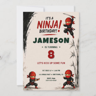 Ninja Warrior Verjaardagsuitnodiging Kaart