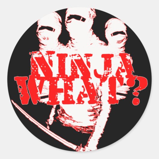 NINJA WAT? RONDE STICKER (Voorkant)