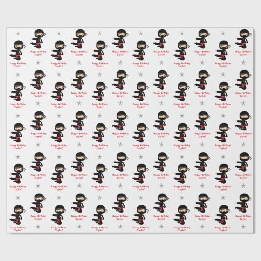 Ninja Wrapping Paper Boy Personalized Red Black Cadeaupapier (Vlak)