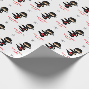 Ninja Wrapping Paper Boy Personalized Red Black Cadeaupapier