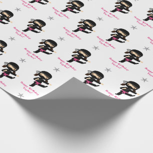 Ninja Wrapping Paper Girl Pink Black, op maat gema Cadeaupapier