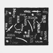  Ninja Zwart Wit Katana Patroon Fleece Deken (Voorkant (Horizontaal))
