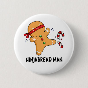 Ninjabread Man Funny Gingerbrood Pun Ronde Button 5,7 Cm