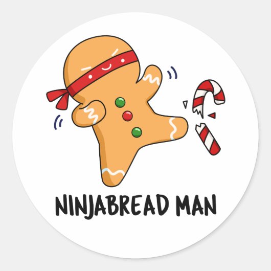 Ninjabread Man Funny Gingerbrood Pun Ronde Sticker (Voorkant)