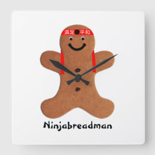 Ninjabreadman biscuit (cookie) Acrylwandklok Vierkante Klok