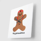 Ninjabreadman biscuit (cookie) Acrylwandklok Vierkante Klok (Hoek)