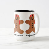 Ninjabreadman biscuit (koekje) tweekleurige koffiemok (Voorkant rechts)