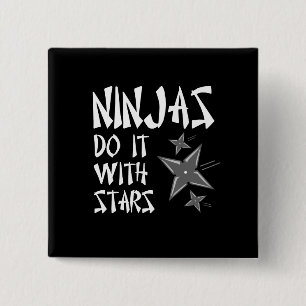 Ninjas doet het met sterren vierkante button 5,1 cm