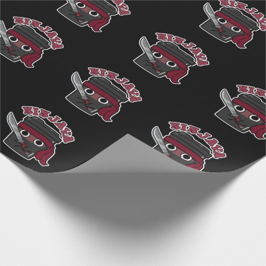 Ninjava Funny Ninja Java Coffee Pun Dark BG Cadeaupapier (Hoek)