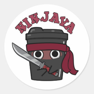 Ninjava Funny Ninja Java Coffee Pun Ronde Sticker