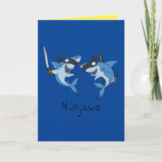 Ninjaws Ninja Sharks Carte de voeux amusante (Devant)