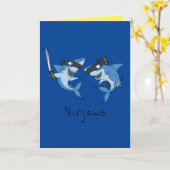 Ninjaws Ninja Sharks Carte de voeux amusante (Fleur jaune)