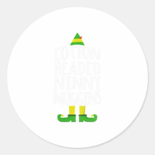 Ninny Muggins! Cotton Headed Funny Chri Ronde Sticker