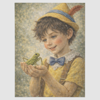 niño con saltamontes tissuepapier