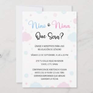 Nino o Nina Geslacht onthullen uitnodiging
