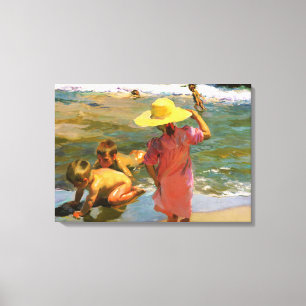 Ninos A La Orilla Del Mar door Joaquin Sorolla Canvas Afdruk