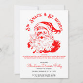 Nip Snack & Be Merry Funny Santa Claus Uitnodiging (Voorkant)