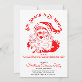 Nip Snack & Be Merry Funny Santa Claus Uitnodiging