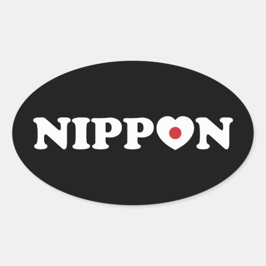 Nippon Love Coeur Drapeau Oval Sticker (Devant)