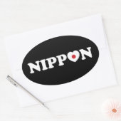 Nippon Love Coeur Drapeau Oval Sticker (Enveloppe)
