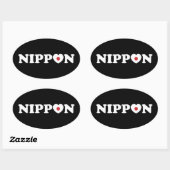 Nippon Love Coeur Drapeau Oval Sticker (Feuille)