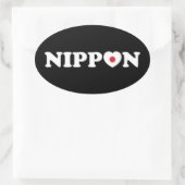 Nippon Love Heart Flag Oval Sticker (Tas)