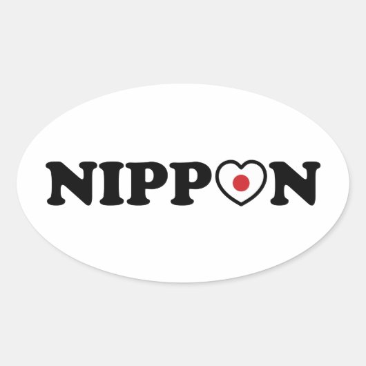 Nippon Love Heart Flag Ovale Sticker (Voorkant)