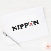 Nippon Love Heart Flag Ovale Sticker (Envelop)