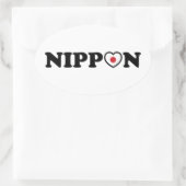 Nippon Love Heart Flag Ovale Sticker (Tas)