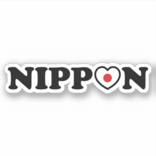 Nippon Love Heart Flag Sticker