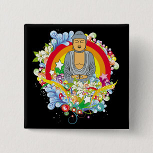 Nirvana Buddha Vierkante Button 5,1 Cm